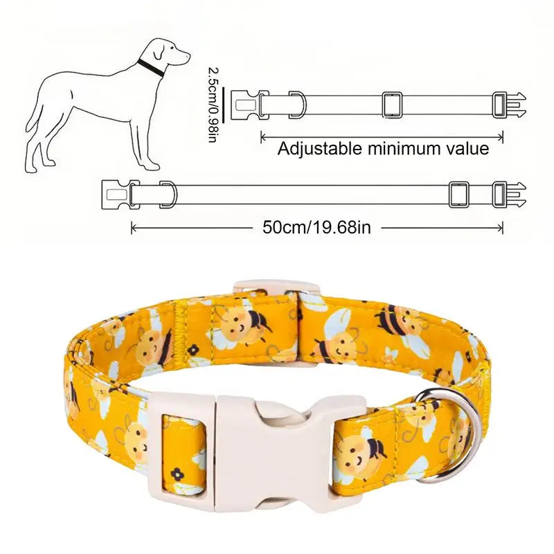 Yellow cotton dog collar – Fun, comfortable and tender on the neck